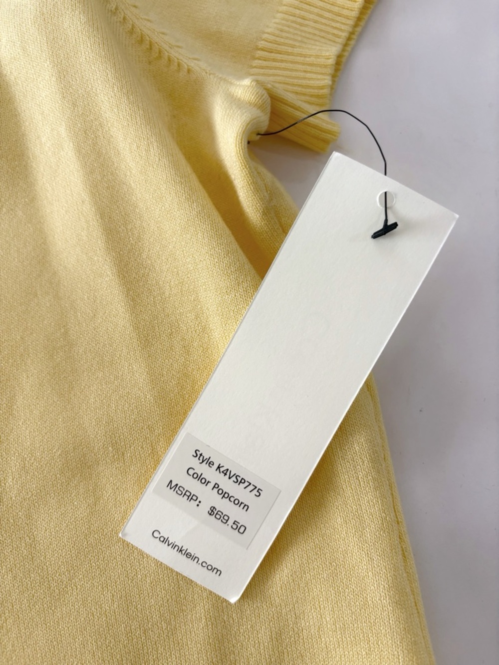Calvin Klein Pale Yellow Short Sleeve Knit Tee - Picture 8 of 10